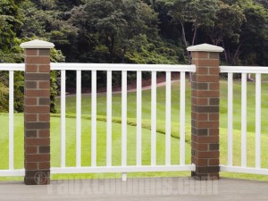 DIY deck design is enhanced with decorative posts.