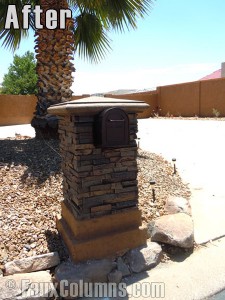 The Wellington Dry Stack Earth Wide Column looks great on mailboxes.