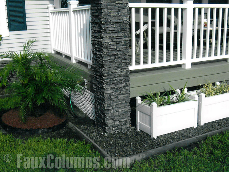 Porch columns ideas can be exciting with the look of real stone.