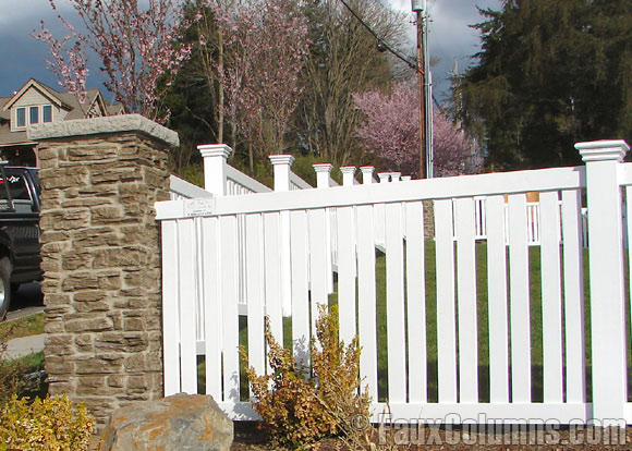 Actualize your decorative fence ideas with Ashford Ledgestone faux columns.