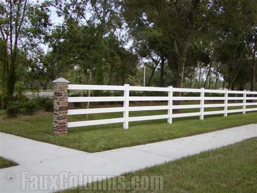 Ashford River Rock fake stone columns make great end posts for your property's fence line.