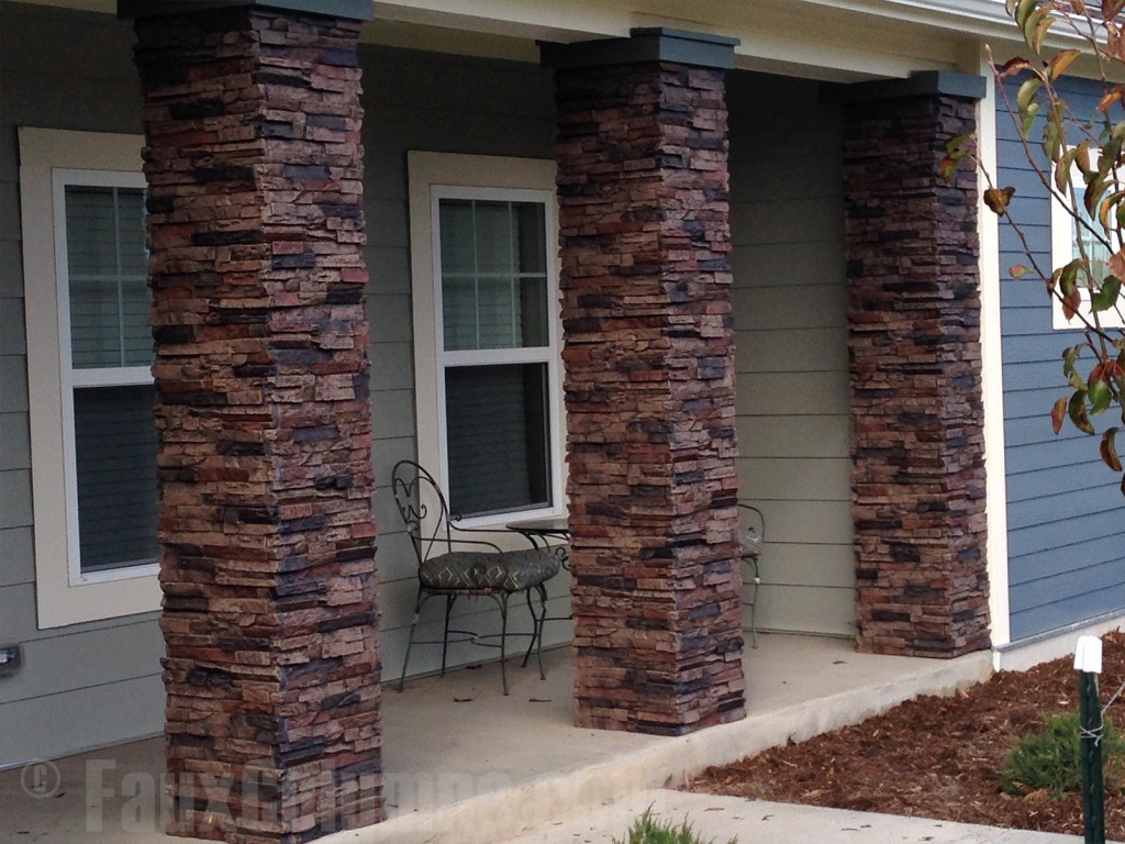 Faux column wraps in Espresso color make porches classy and inviting.