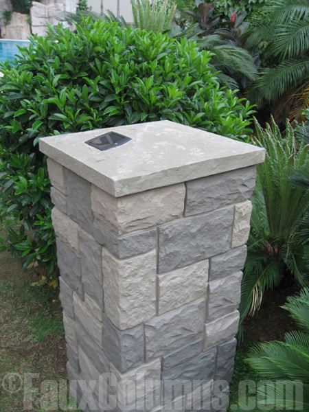 Artificial stone columns are a lovely addition to gardens.
