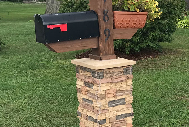 Elegant faux brick mailbox Summer Yard Project Dial Up The Curb Appeal With A Stone Column Mailbox Barron Designs