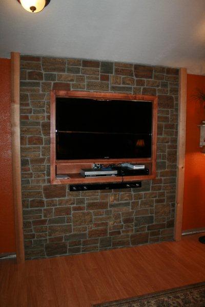 Brick fireplace remodel with Carlton Ledgestone panels in Harvest color.