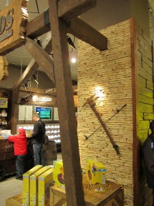 Faux rock panels perfectly capture the look of an archeological dig at the new Astro Kids display at FAO Schwarz, New York City.