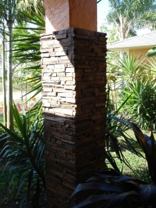 Covering the support columns with Drystack added a craftsman look to his veranda.
