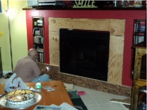 Using a wood frame to fill the gaps gave more surface area to apply the panels.