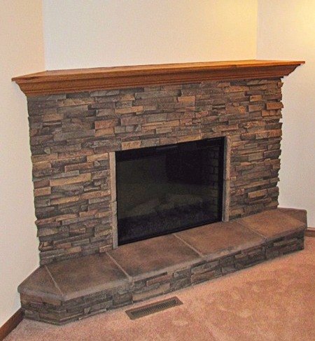 Fireplace redesign with Wellington Dry Stack panels used for the surround.
