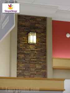 Stop & Shop supermarket interior design incorporating Drystack panels as wall accent pieces.