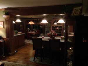A great interior home design will look impressive any time of year. Mike's whole home was enhanced by the placement of faux cobblestone accent walls.