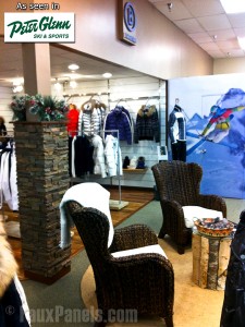 Support column at Peter Glenn Ski & Sports store, covered with Drystack panels.