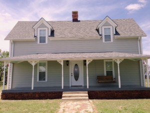 DIY porch remodeling project with skirting created with Ledgestone panels.