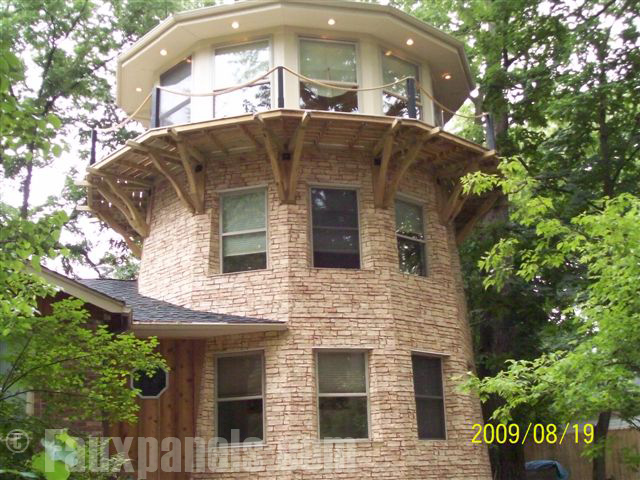 FauxPanels are easily mitered to fit on round homes like this one.