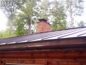 Chimney remodeled with a stacked stone surround