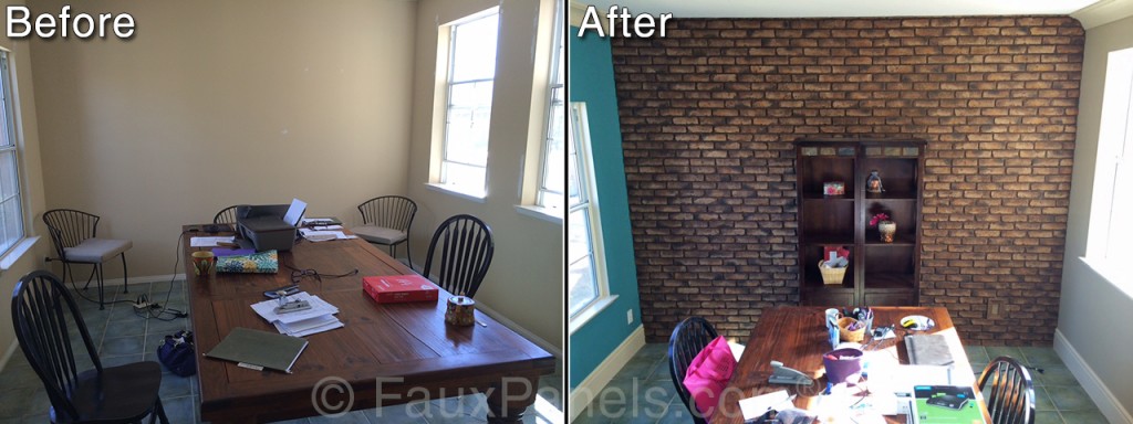 Old Chicago Brick panels create a dining room accent wall.