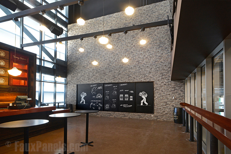 The Bow Street Irish Pub at MetLife Stadium built a budget-friendly accent wall with stacked stone panels