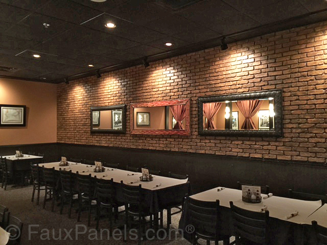 Restaurant interior design is given a stunning look with Old Chicago brick panels.