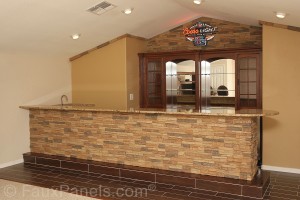 Norwich Colorado Stacked Stone Tall panels upgrade this bar beautifully.