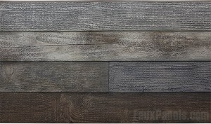 Wood look panels in the reclaimed barnwood style.