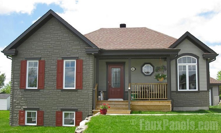 Home with vinyl and polyurethane siding combined