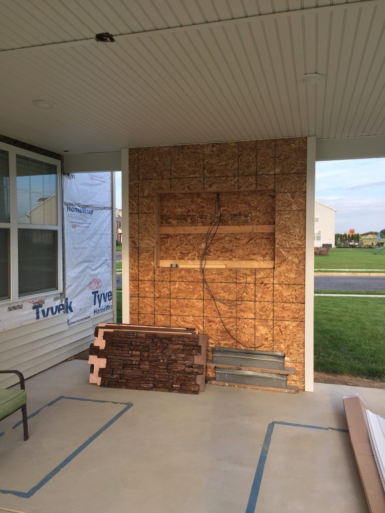 Building the TV cabinet in the outdoor patio