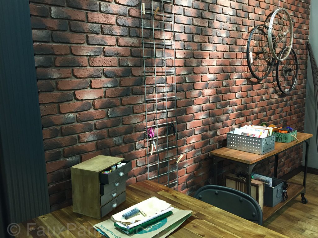 Brick veneer wall created with Old Chicago Brick panels in Antique color.