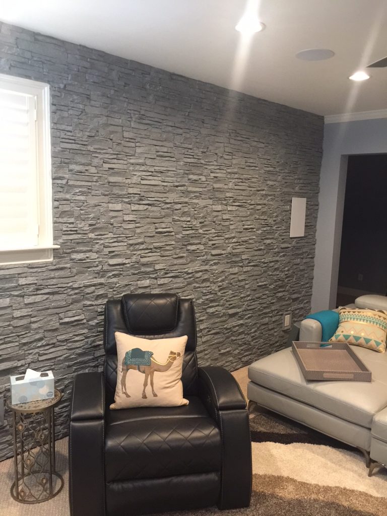  Lon's faux stone finished basement looks terrific.