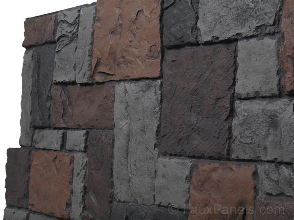 Carolina panels resemble hewn rock 'bricks' of varying sizes and materials.