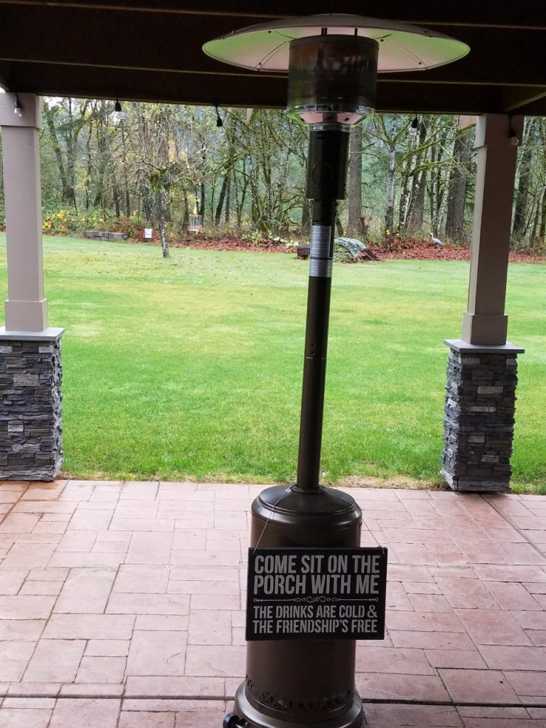 Finished patio with new stone-style column bases.