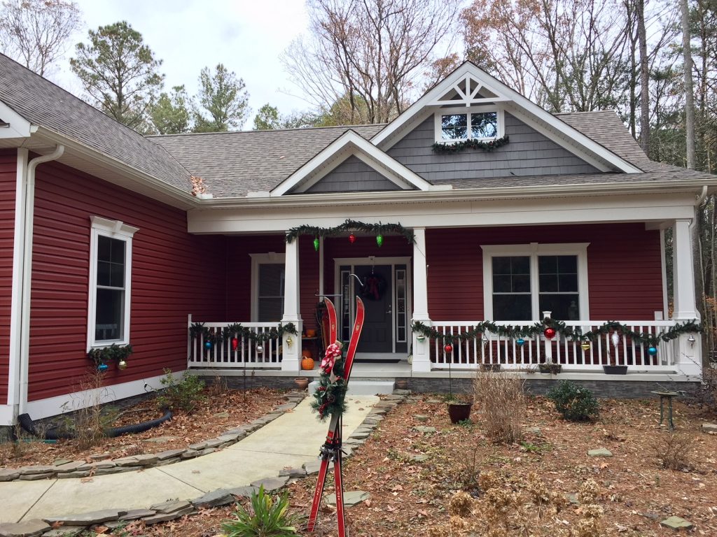 Foundation refacing project completed on a home exterior.