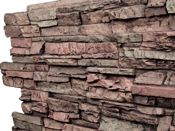 Close up view of Regency Stacked Stone panels in Earth color