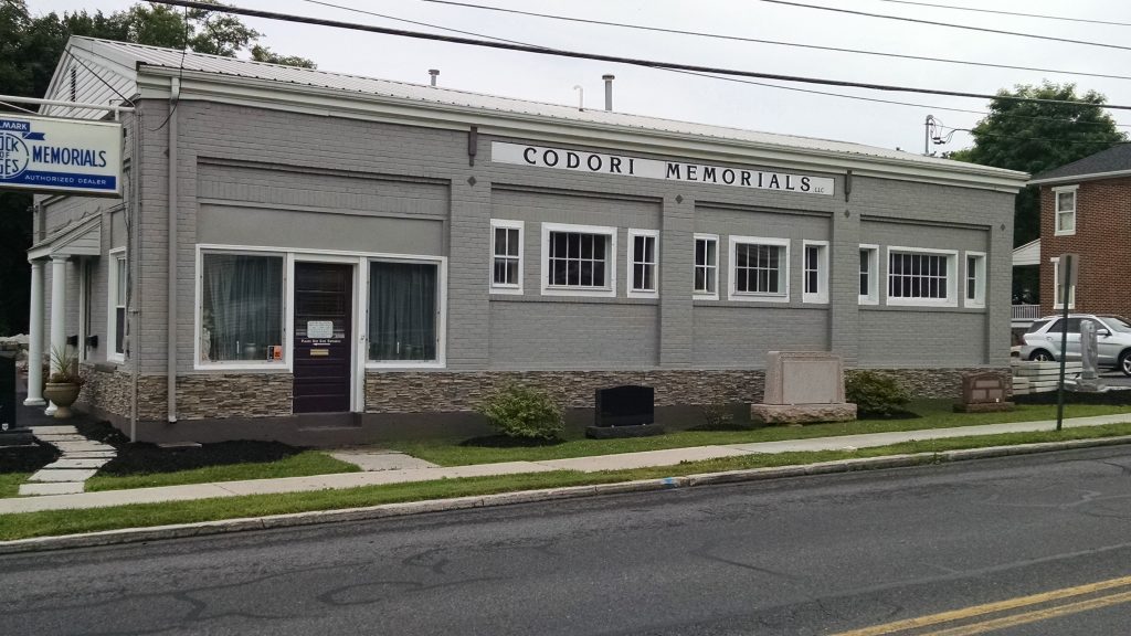 Storefront remodel of Codori Memorials in Gettysburg, PA