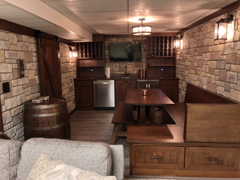  Kimberly Wirtz made a stunning French-style underground bar using our Hampton Cobblestone panels.