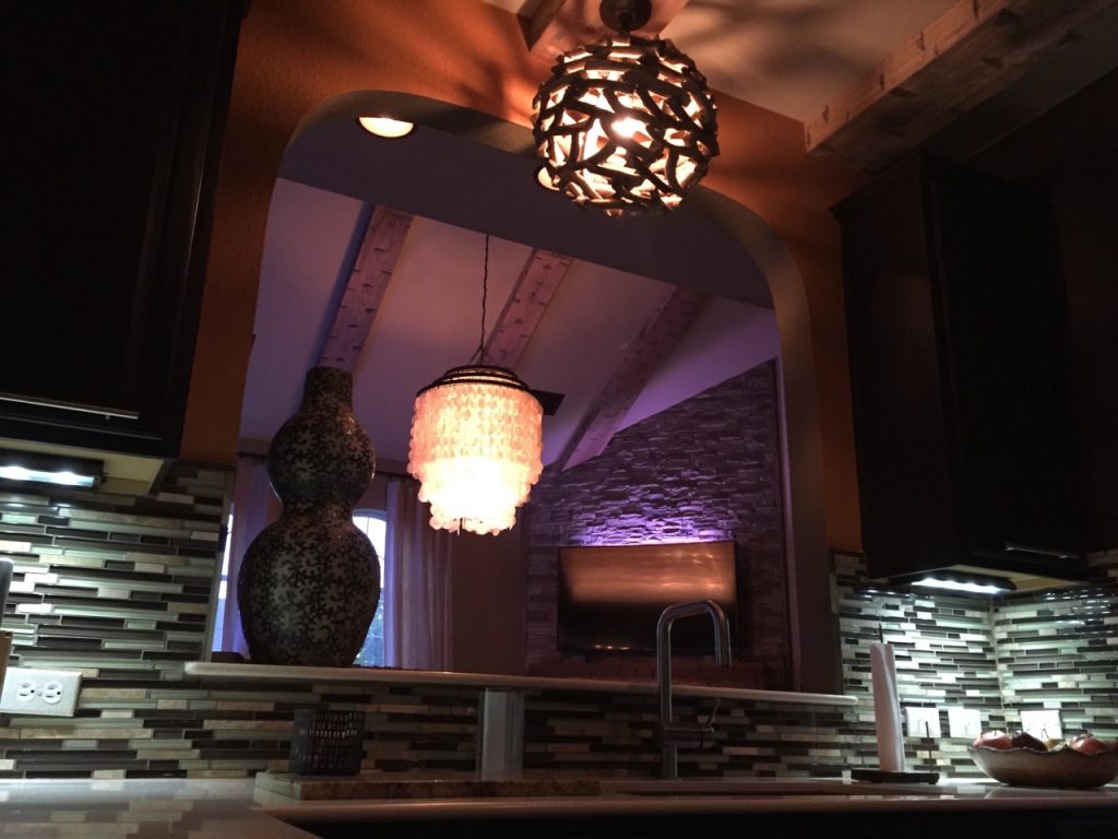 Kitchen bar with LED lights