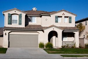 a house with stucco siding
