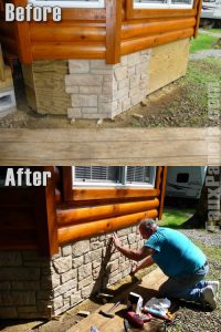  Faux stone or rock veneer panels are quick and easy to install.