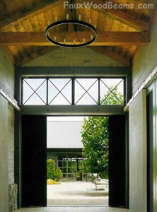 Reclaimed Wood Beams Above an Entranceway