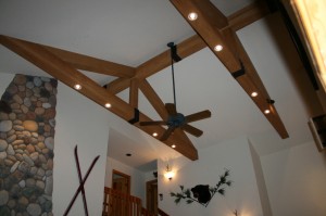 Wood truss built with faux beams