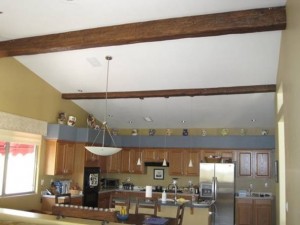 Faux timber beams installed in DIY home improvement project