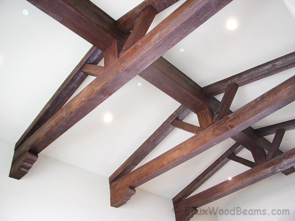 Synthetic wood trusses mimic traditional structural trusses, which typically support large cathedral ceilings.