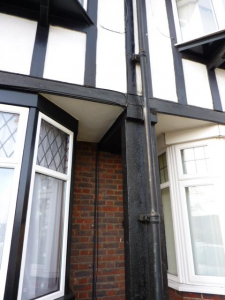 Front of a renovated Tudor style home