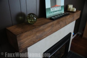 Fire resistant mantel for your fireplace Faux wood beams with Flame Seal coating add extra peace of mind.