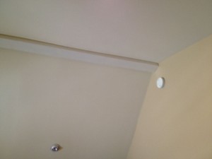 This ceiling's simple white on white design was functional but lacked appeal. 