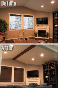 Its amazing how much a single faux beam can enhance a room design.