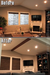 Its amazing how much a single faux beam can enhance a room design.
