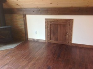 Wood planks used to frame and outline the wall of this space.