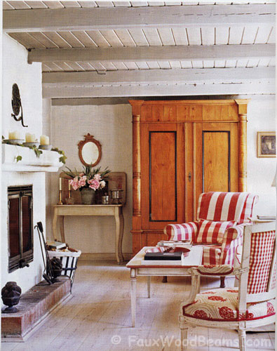 Lend a beach house feel to living rooms with reclaimed box beams.