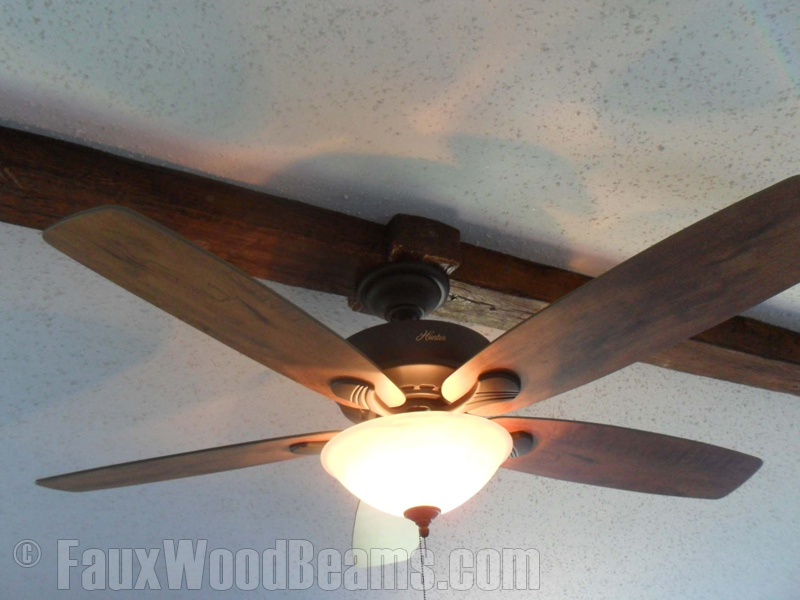 How To Install Beams On A Stucco Or, Can You Hang A Ceiling Fan From Faux Beam