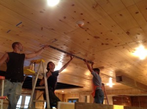 Installing beams on Daryl's Restoration Over-Hall TV show.